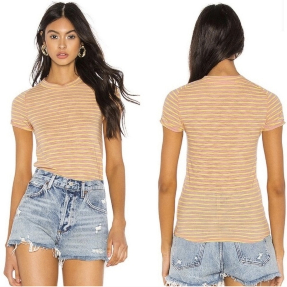 We the Free Night Sky Striped Tee Summer Rose Combo Size XS
